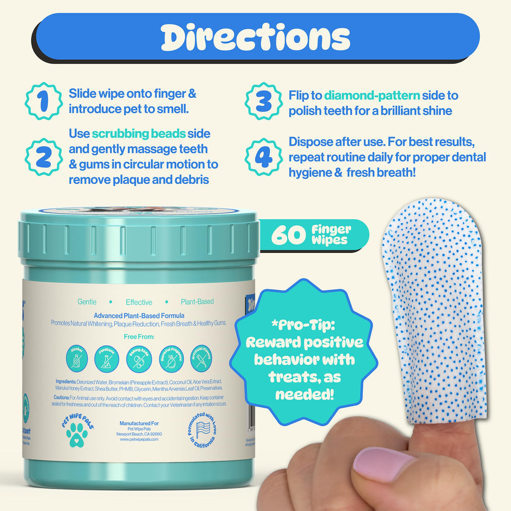 Pet Wipe Pals 60 wipes jar detail showing two months of care