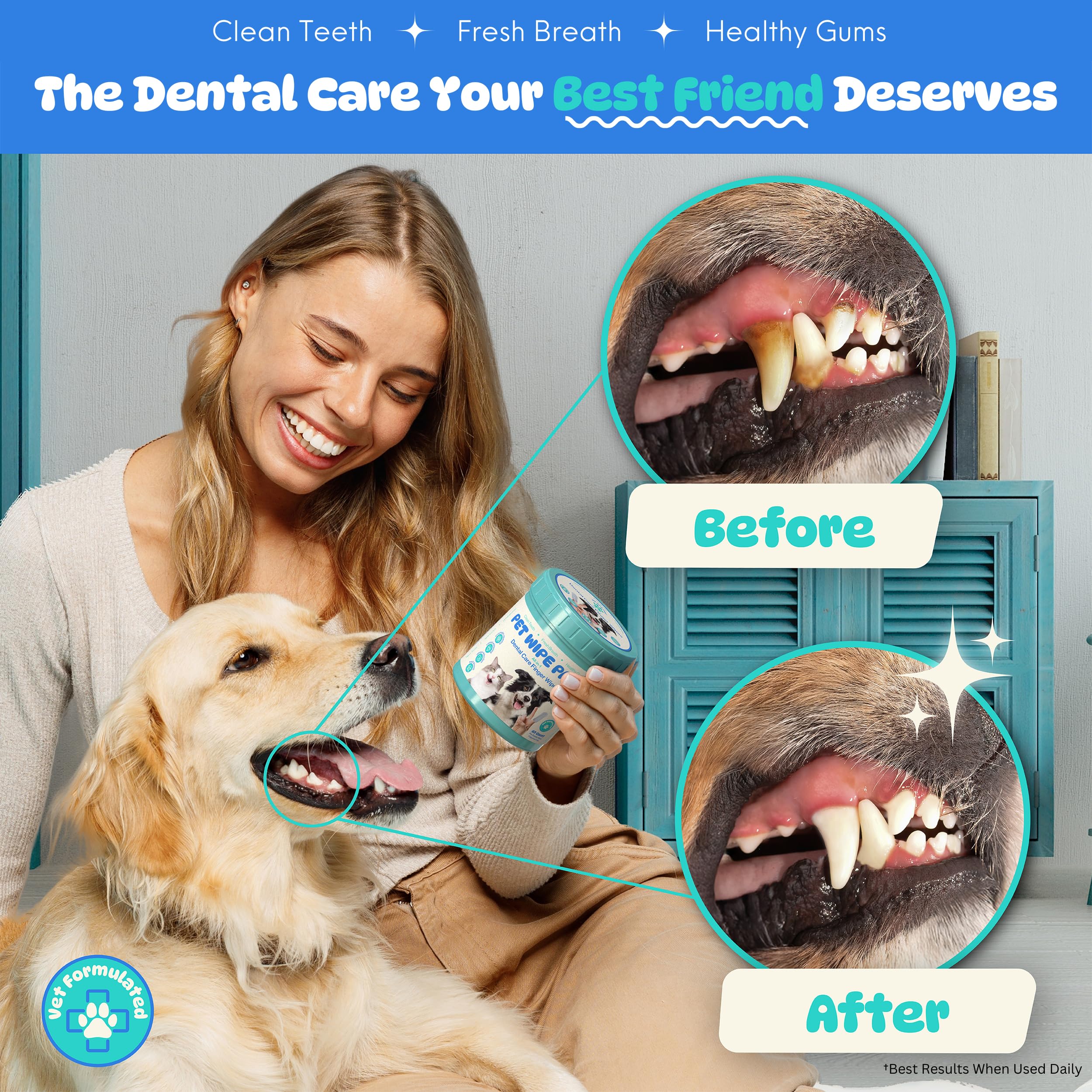 Pet Wipe Pals pineapple complex enzyme highlighting whitening and cleaning