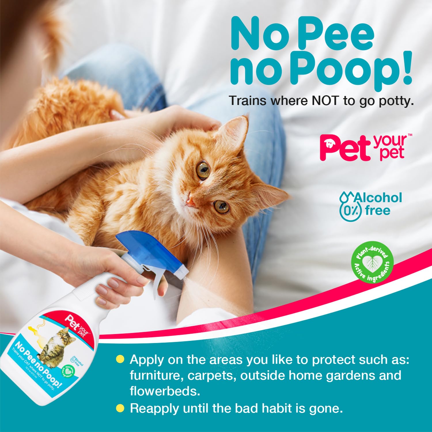 PET YOUR PET No Pee No Poop keep-off spray for indoor outdoor use