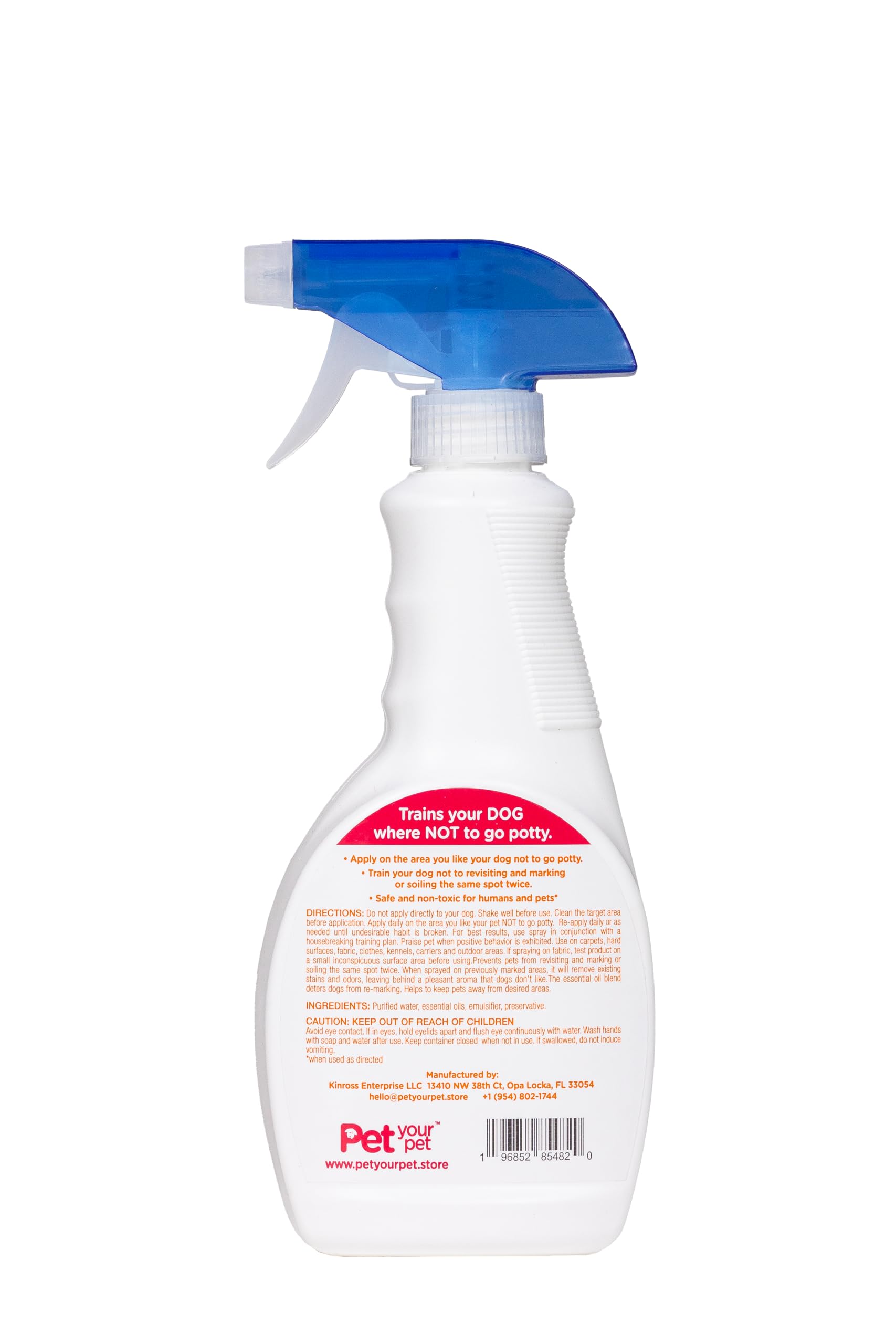 PET YOUR PET No Pee No Poop spray aroma cues for gentle reminders.