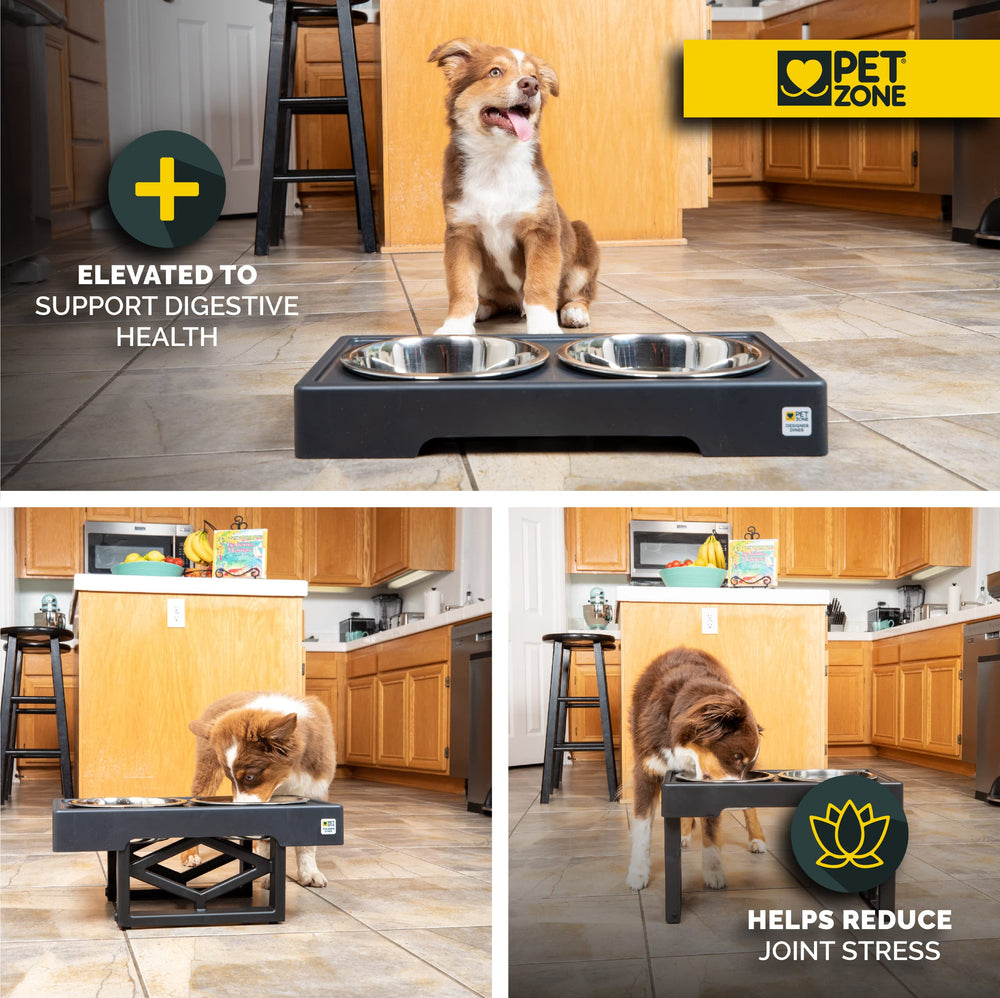 Pet Zone Designer Diner bowls are dishwasher safe for effortless cleanup.
