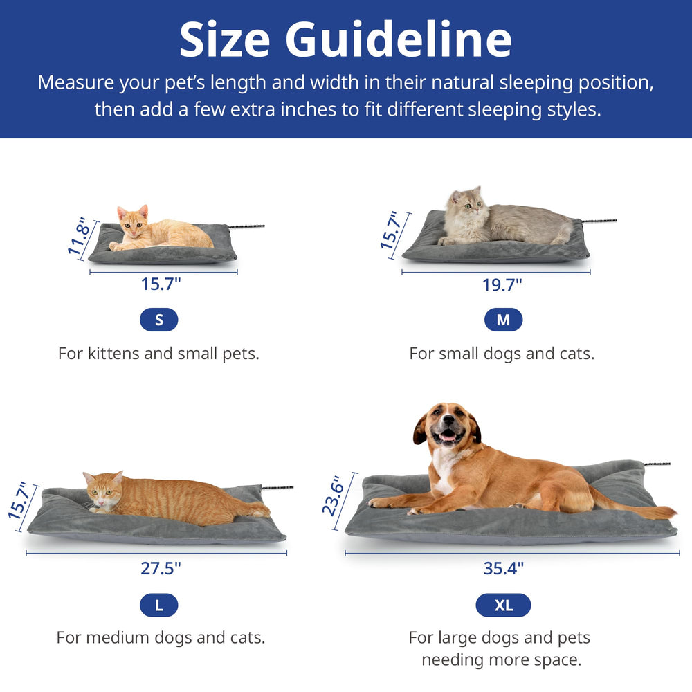 Petace outdoor heated bed cord detail underscores easy placement and safety