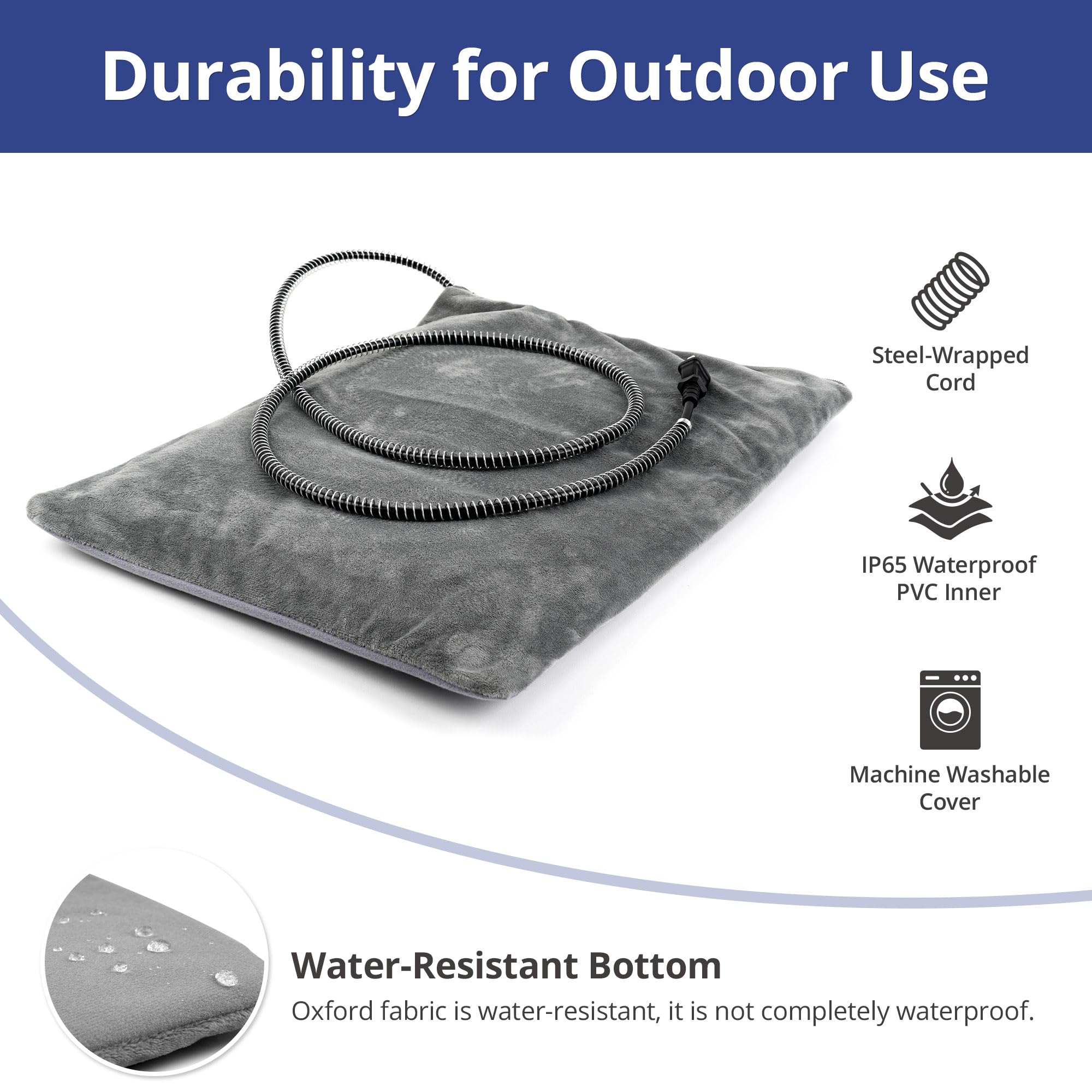 Petace outdoor heated bed removable cover showcases easy laundering for clean comfort