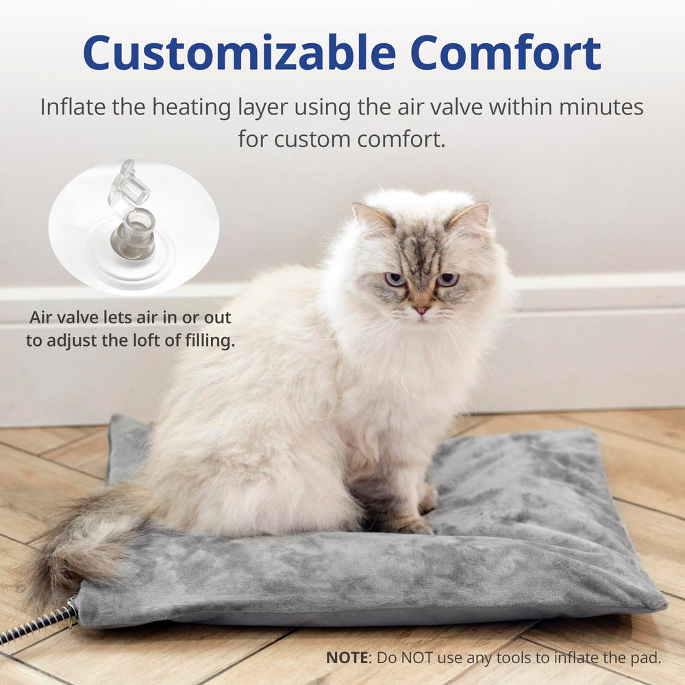 Petace outdoor heated cat bed inner pad loft illustrates customizable comfort.
