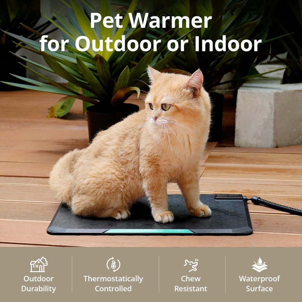 Petace Outdoor Heated Pad waterproof surface — keeps pets warm in rain and snow.