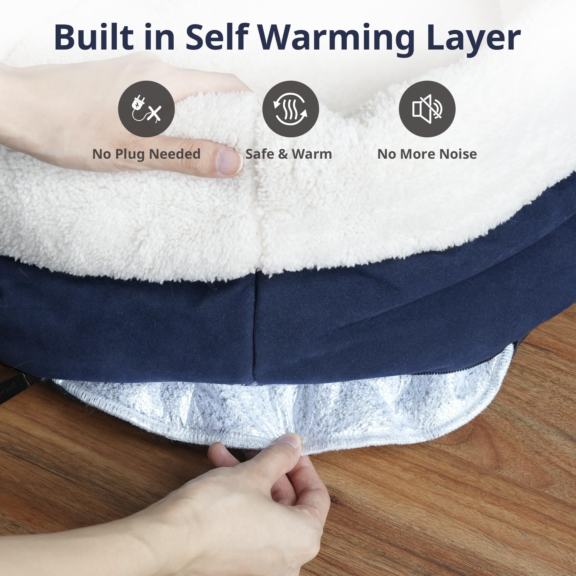 Petace self warming cat bed anti slip base keeps naps steady