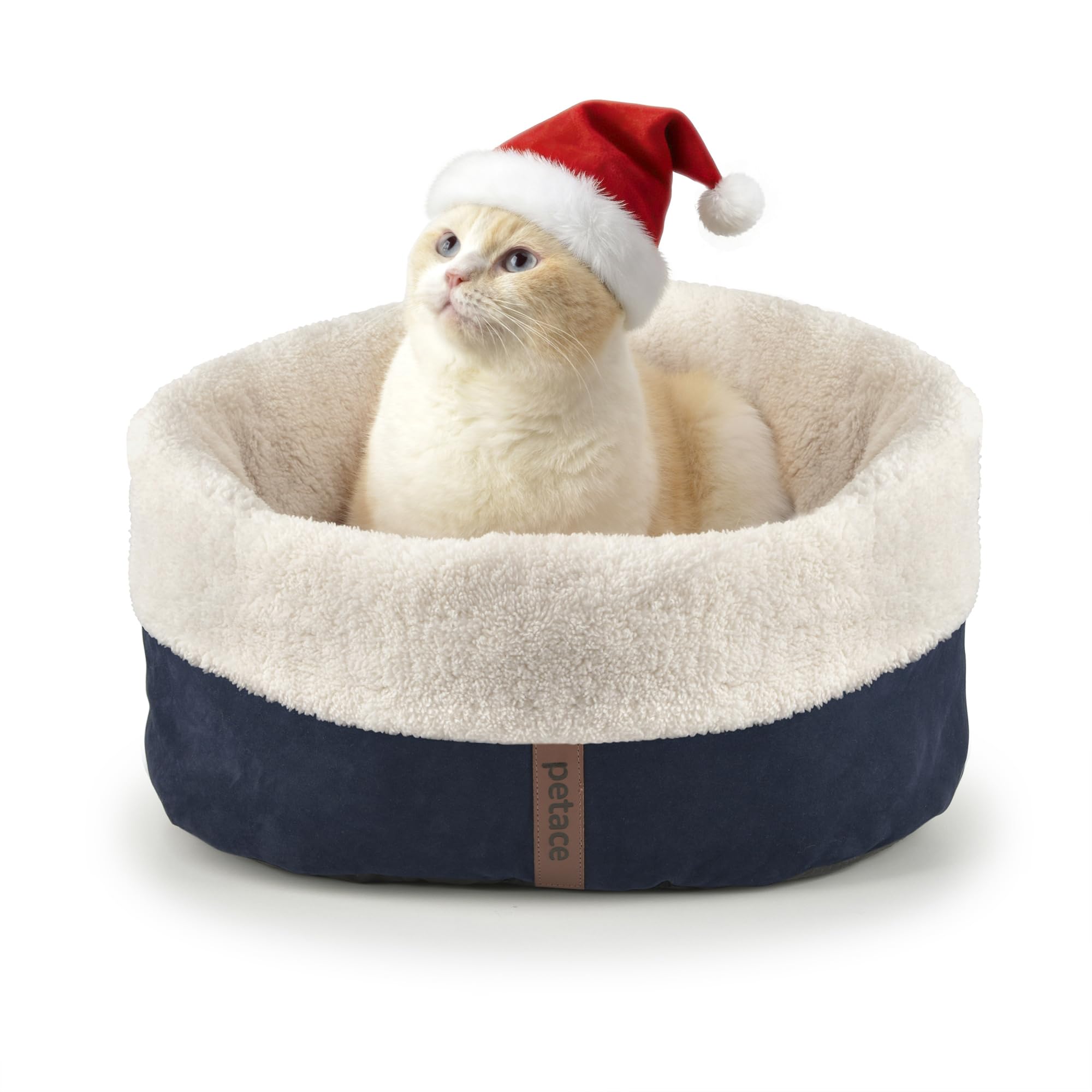 Petace self warming cat bed oval shape for curled up comfort and warmth