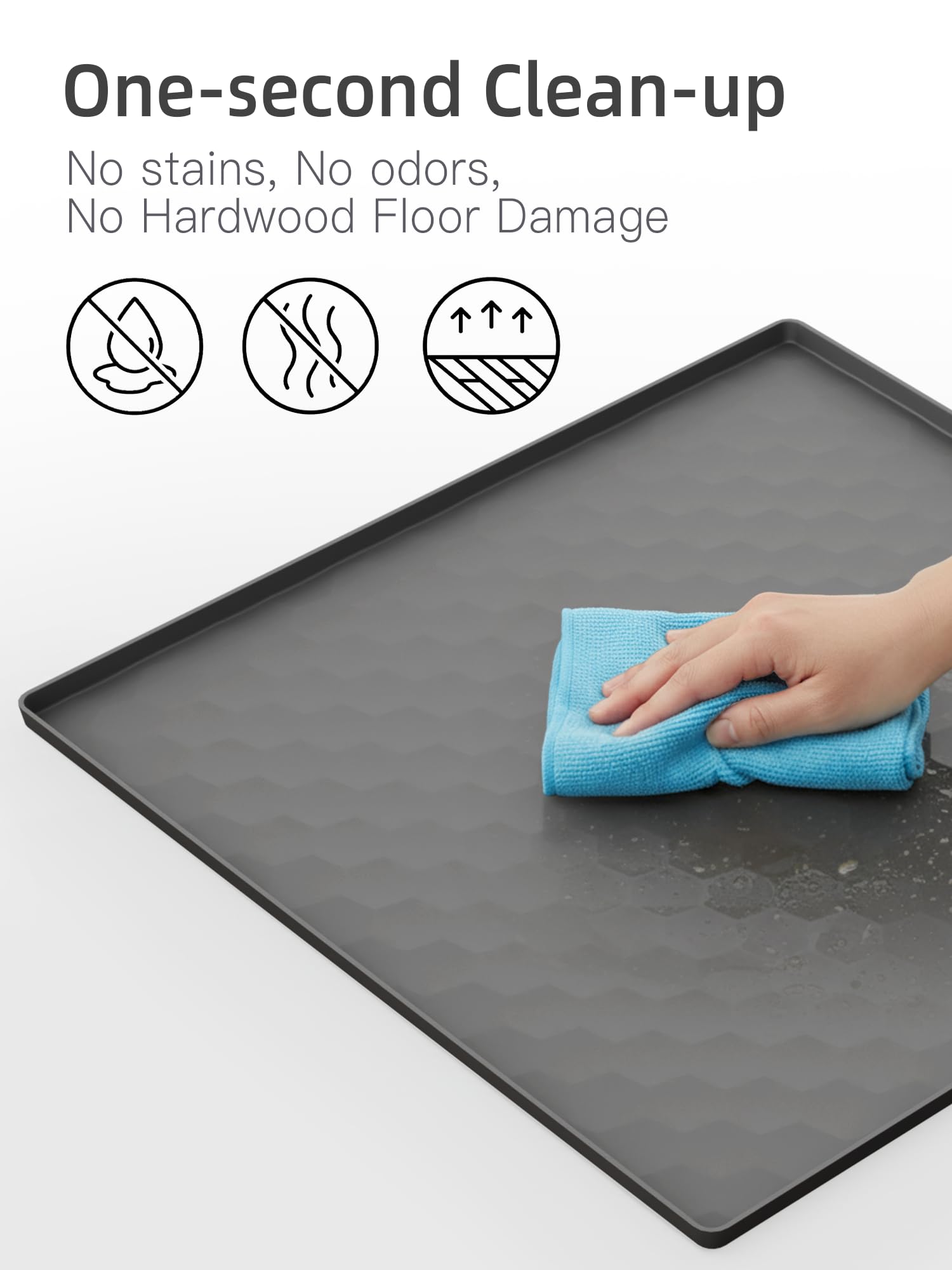 Petacola easy-clean silicone surface wipes clean quickly after use.
