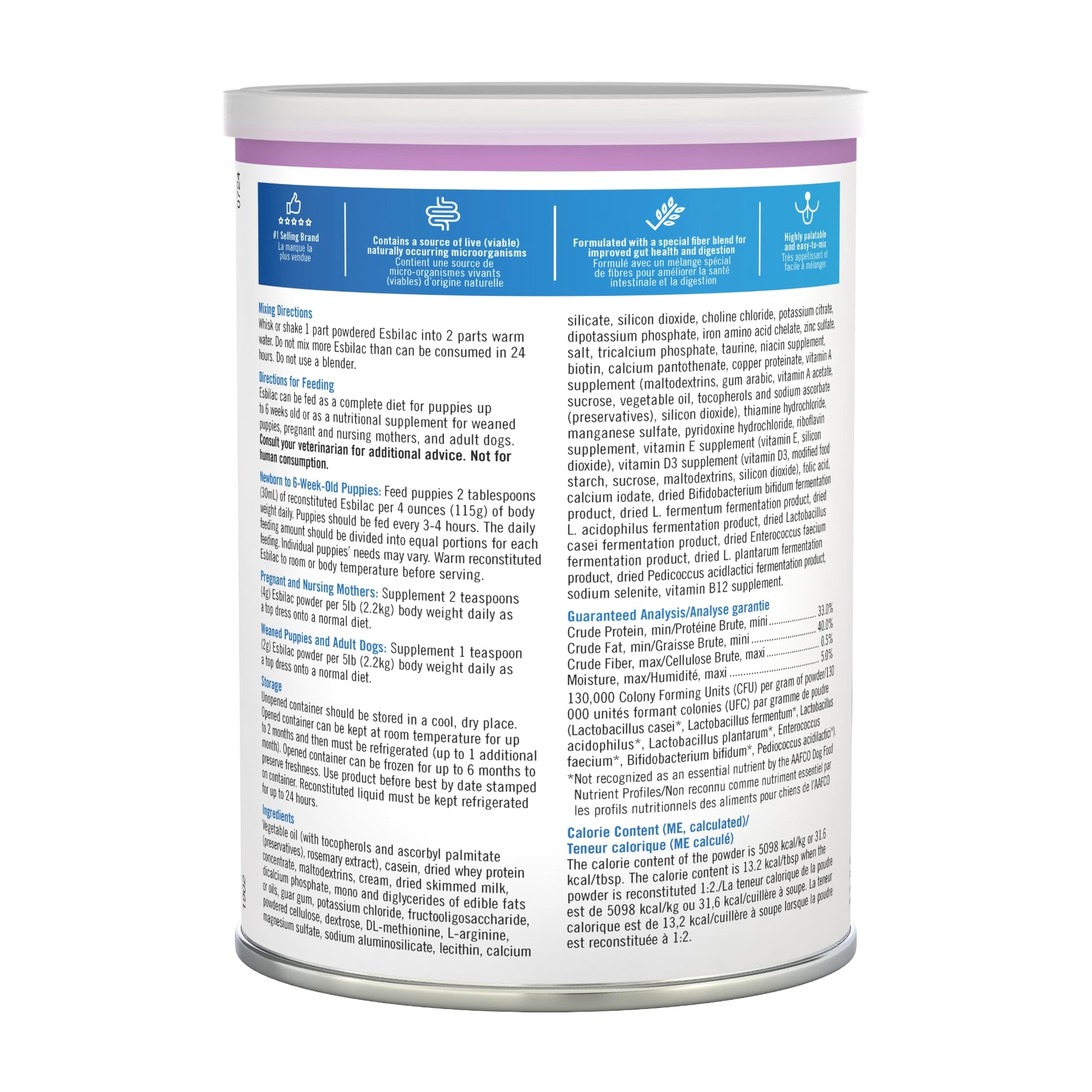 PetAg Esbilac refrigerated storage sign emphasizing proper refrigeration after reconstitution.