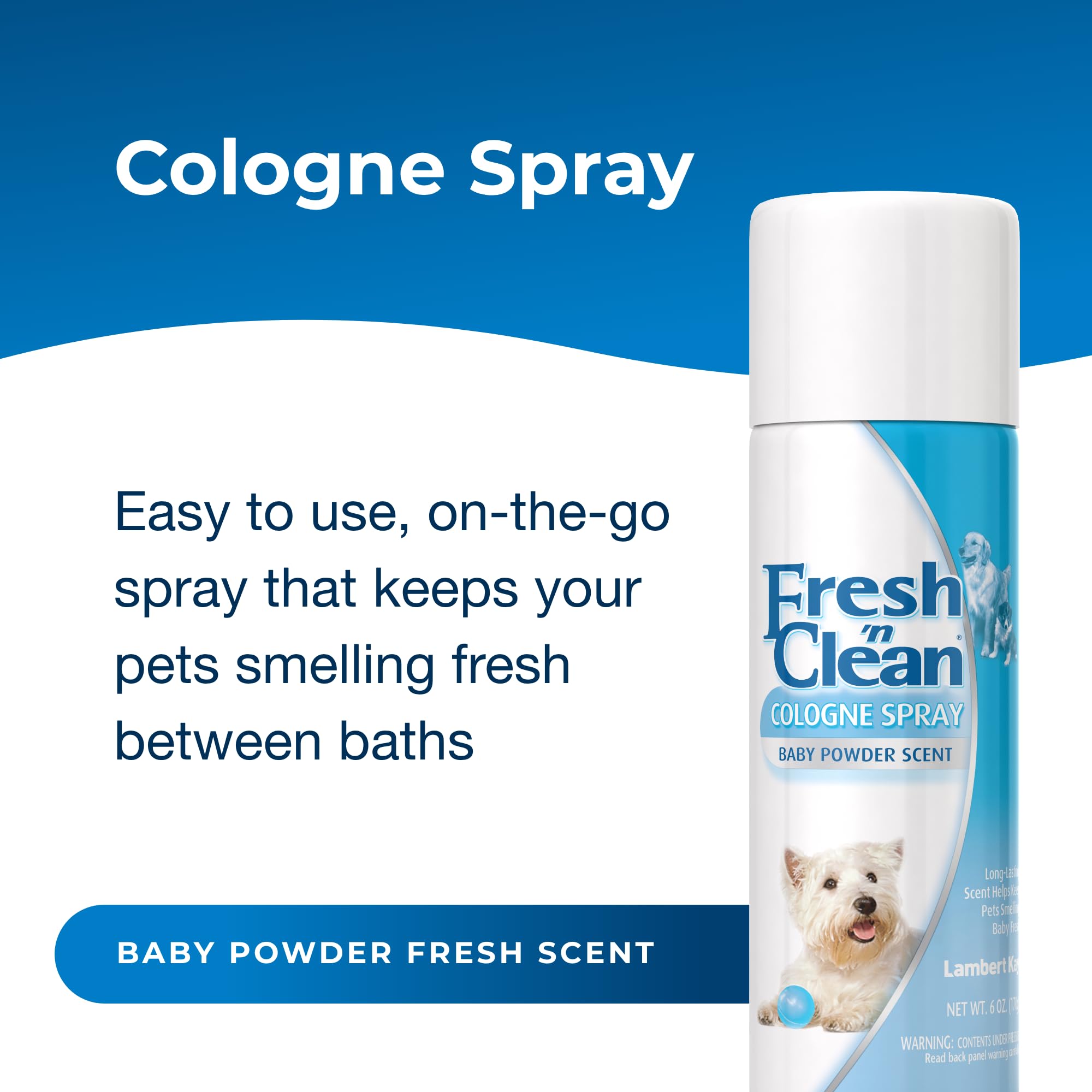 PetAg Fresh 'n Clean spray application on a dog for quick refresh between baths.