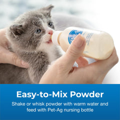 PetAg KMR bottle shown during kitten feeding, delivering reliable nutrition