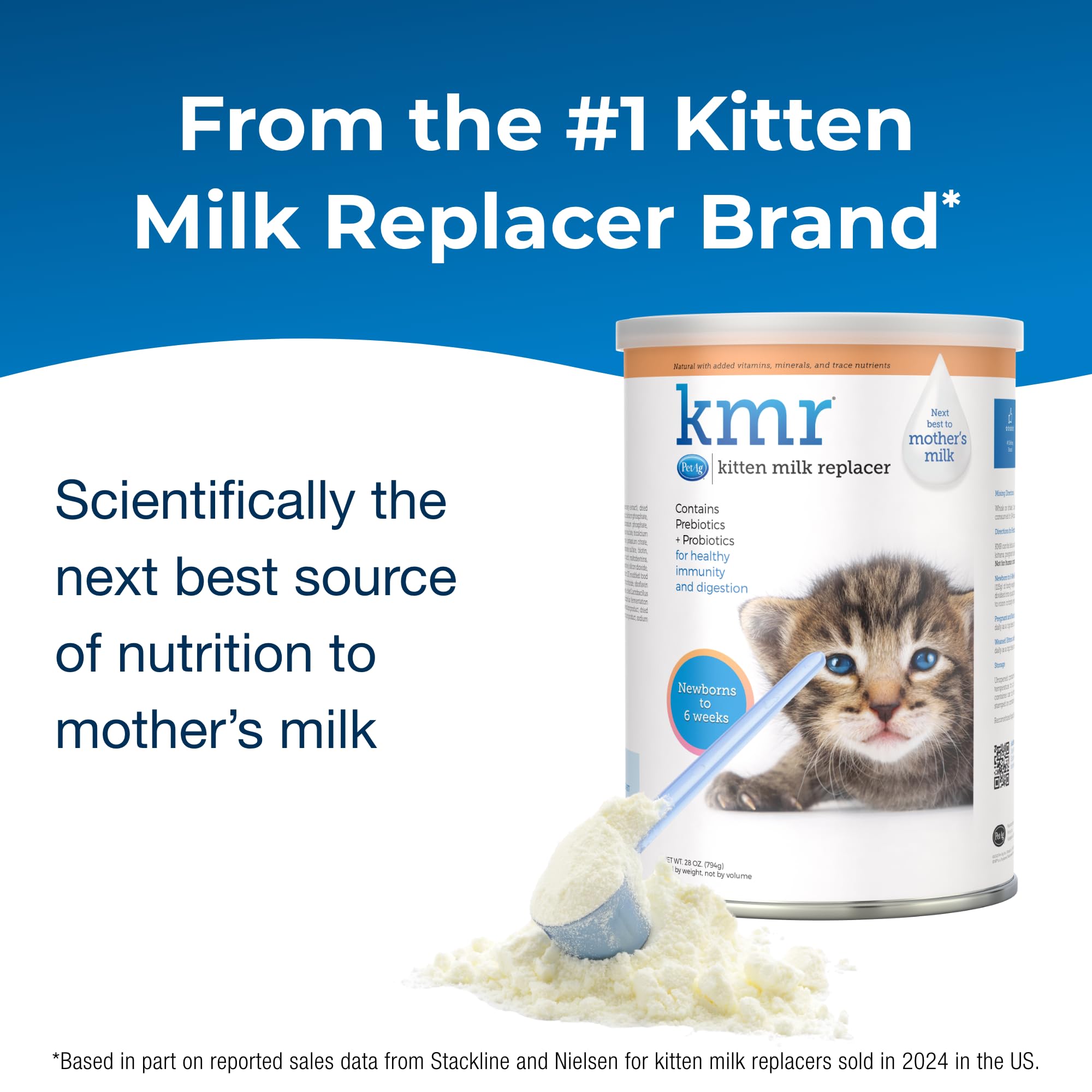 PetAg KMR powder scoop closeup supports precise, easy-to-mix kitten feeds.