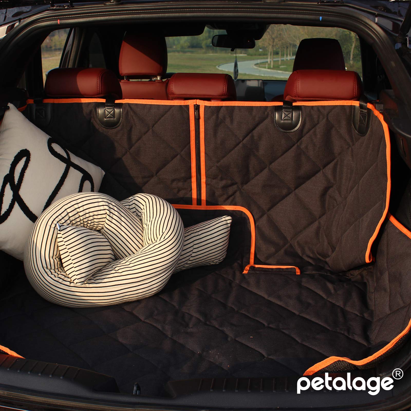 Petalage Car Seat Protector non-slip-bottom reduces pet slipping during rides.