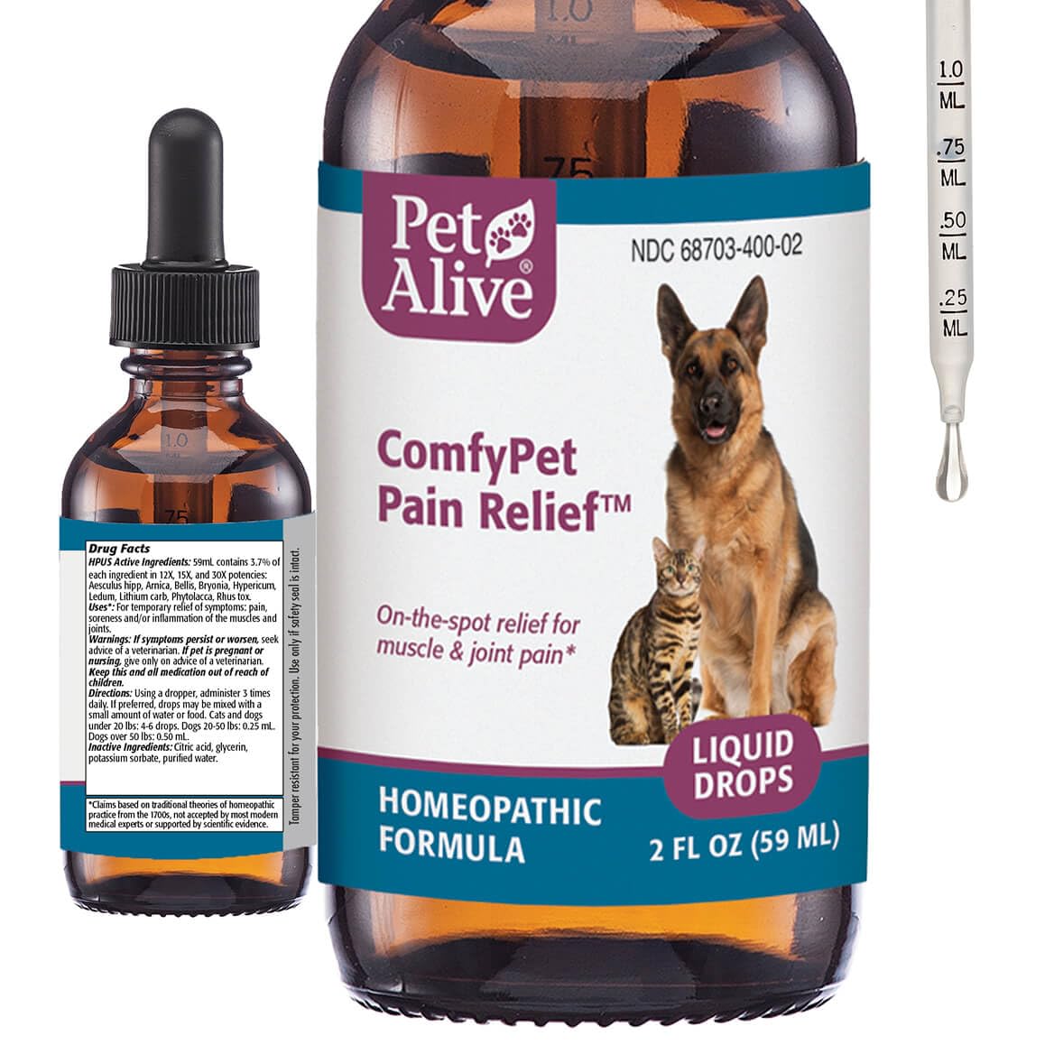 PetAlive ComfyPet-drops-bottle close-up showing natural joint support for pets.