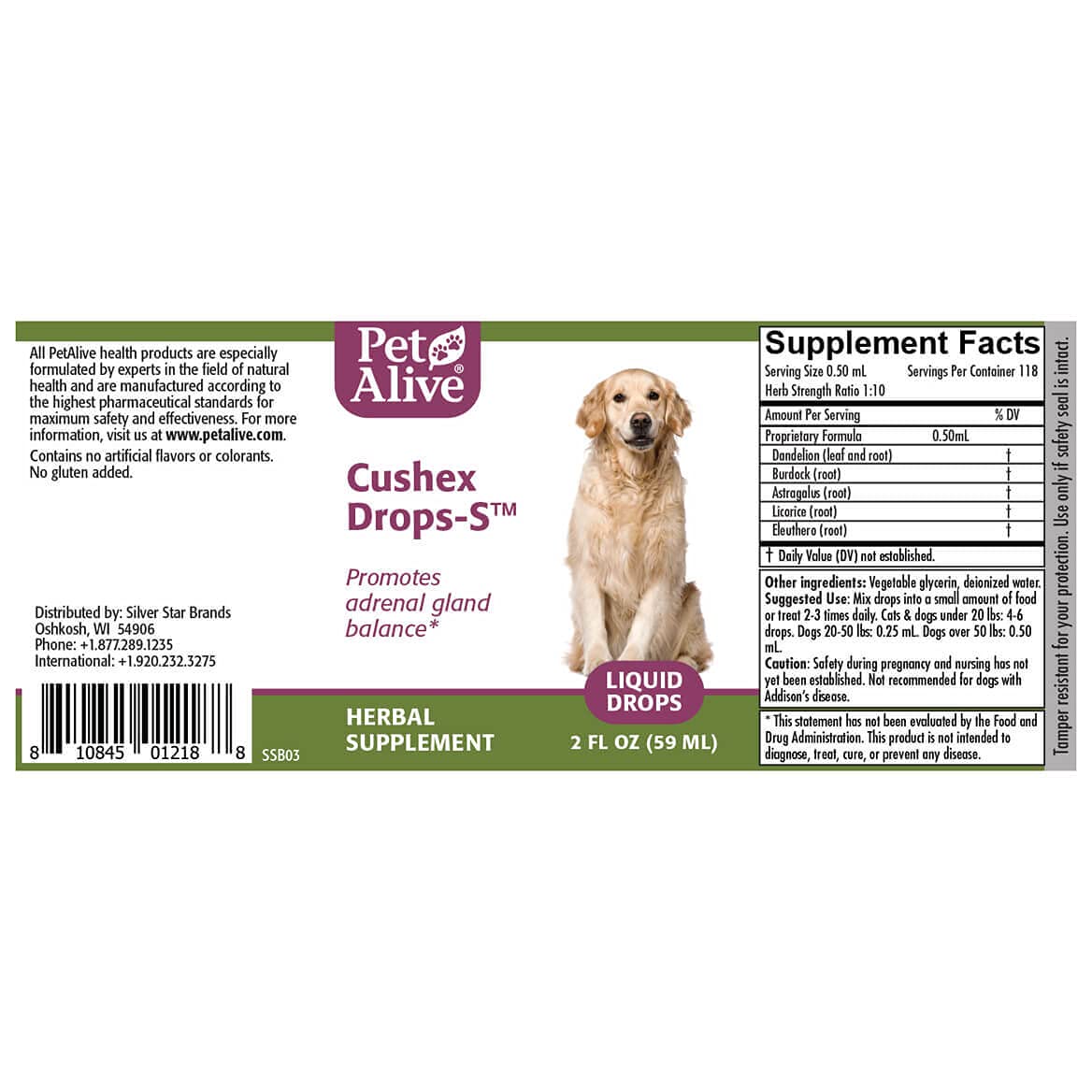 PetAlive Cushex Drops-S produced in FDA-registered, cGMP facilities.