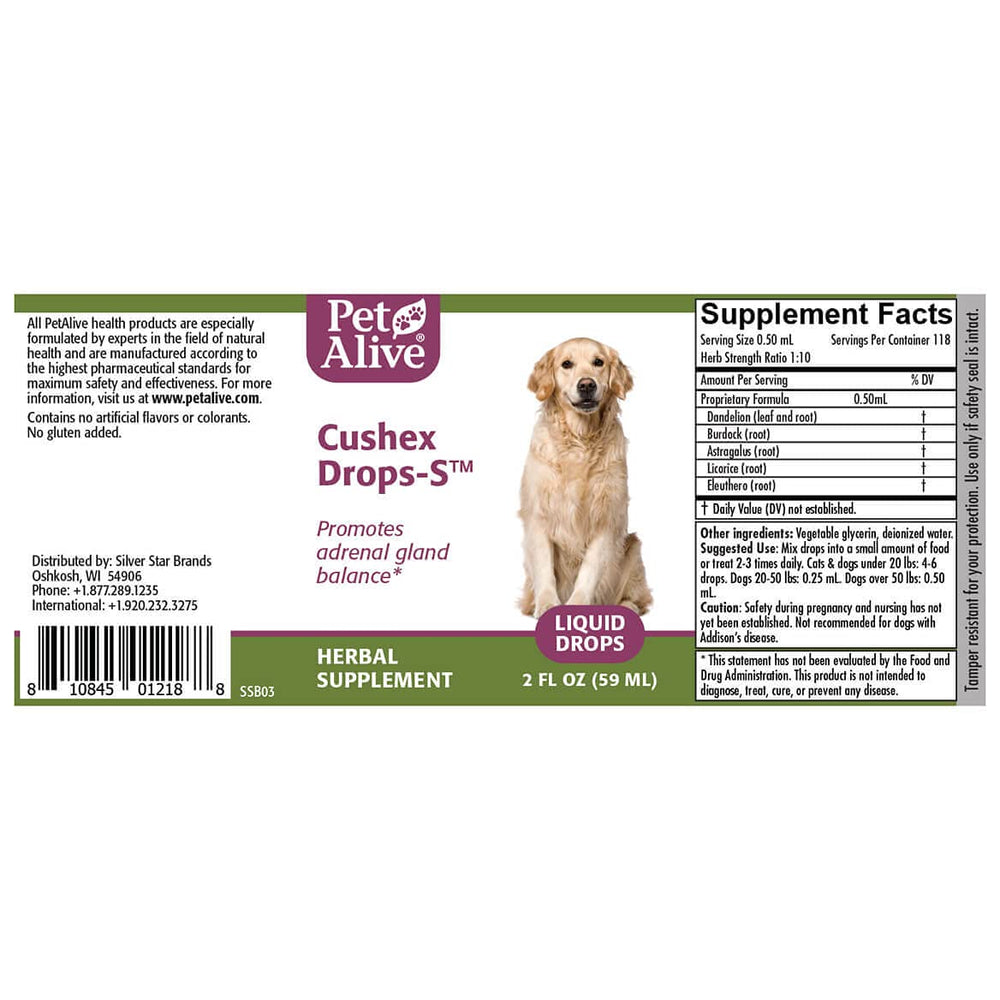 PetAlive Cushex Drops-S produced in FDA-registered, cGMP facilities.