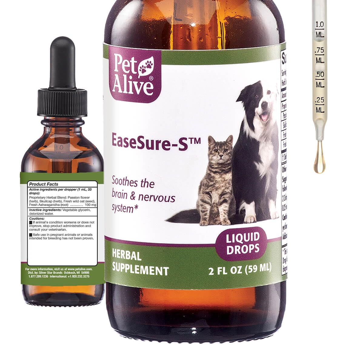 PetAlive EaseSure-S bottle front for dog and cat calming support.