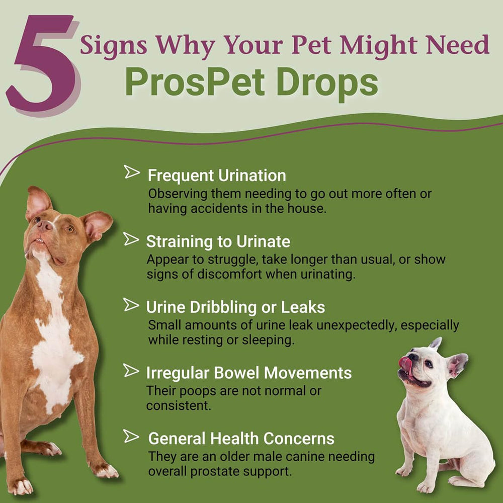 PetAlive ProsPet Drops bottle side-label detailing herbal ingredients for immunity and bladder care.
