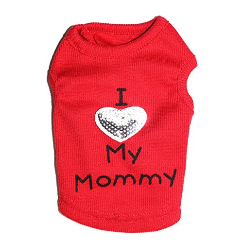 Petall I Love My Daddy/Mommy heart sequin dog shirt for small breeds