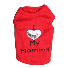 Petall I Love My Daddy/Mommy heart sequin dog shirt for small breeds