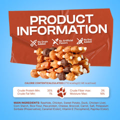 PETPHABET brochetas sabor batata dulce, opción nutritiva para perros activos.