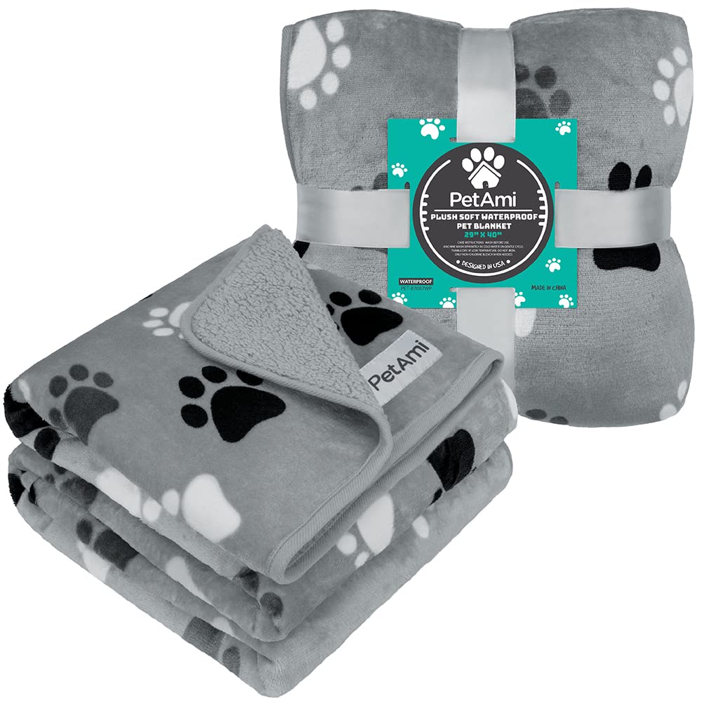 PetAmi 29x40 inch paw-gray blanket shields couches during everyday lounging.