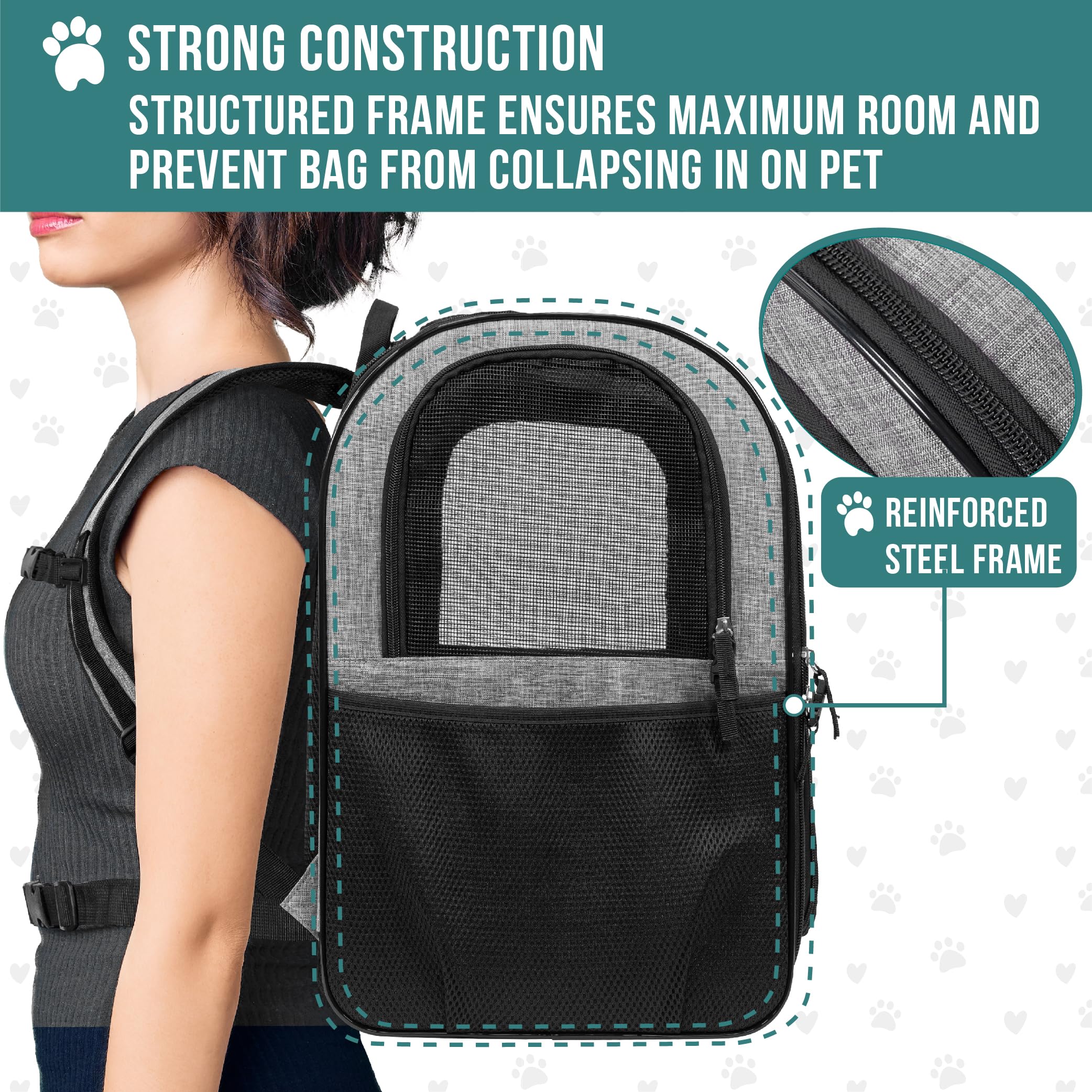 PetAmi backpack with padded shoulder straps for long hikes and daily errands.
