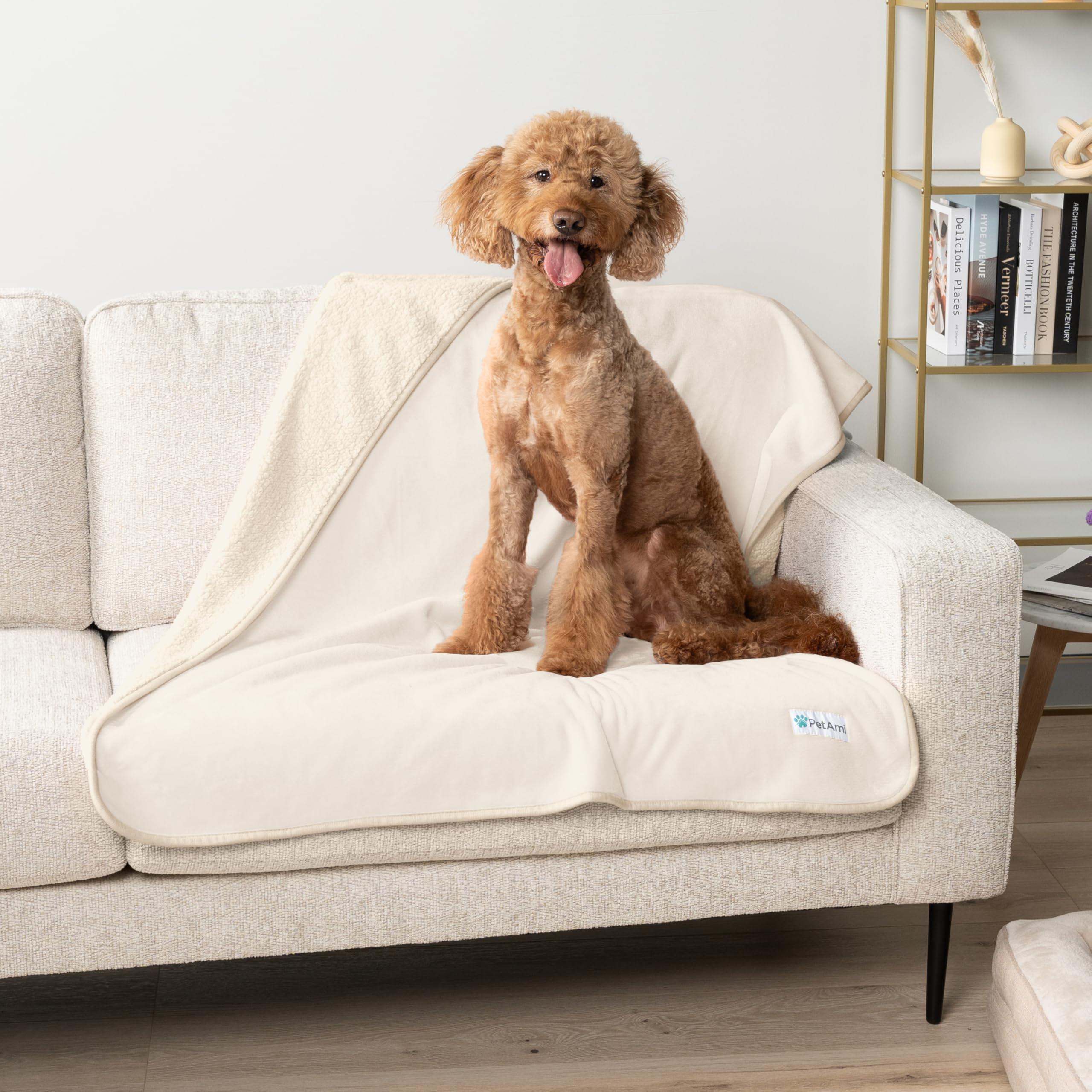 PetAmi beige blanket offers soft texture that blends with decor.
