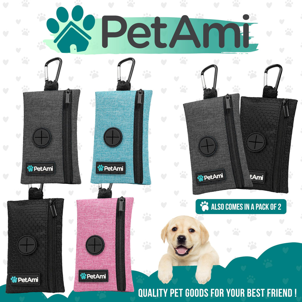 PetAmi carabiner clip attachment secures the dispenser anywhere
