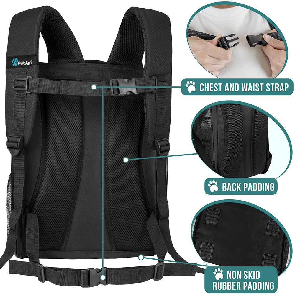 PetAmi cat backpack carrier sherpa-bedding adds cozy rest for pets during journeys.