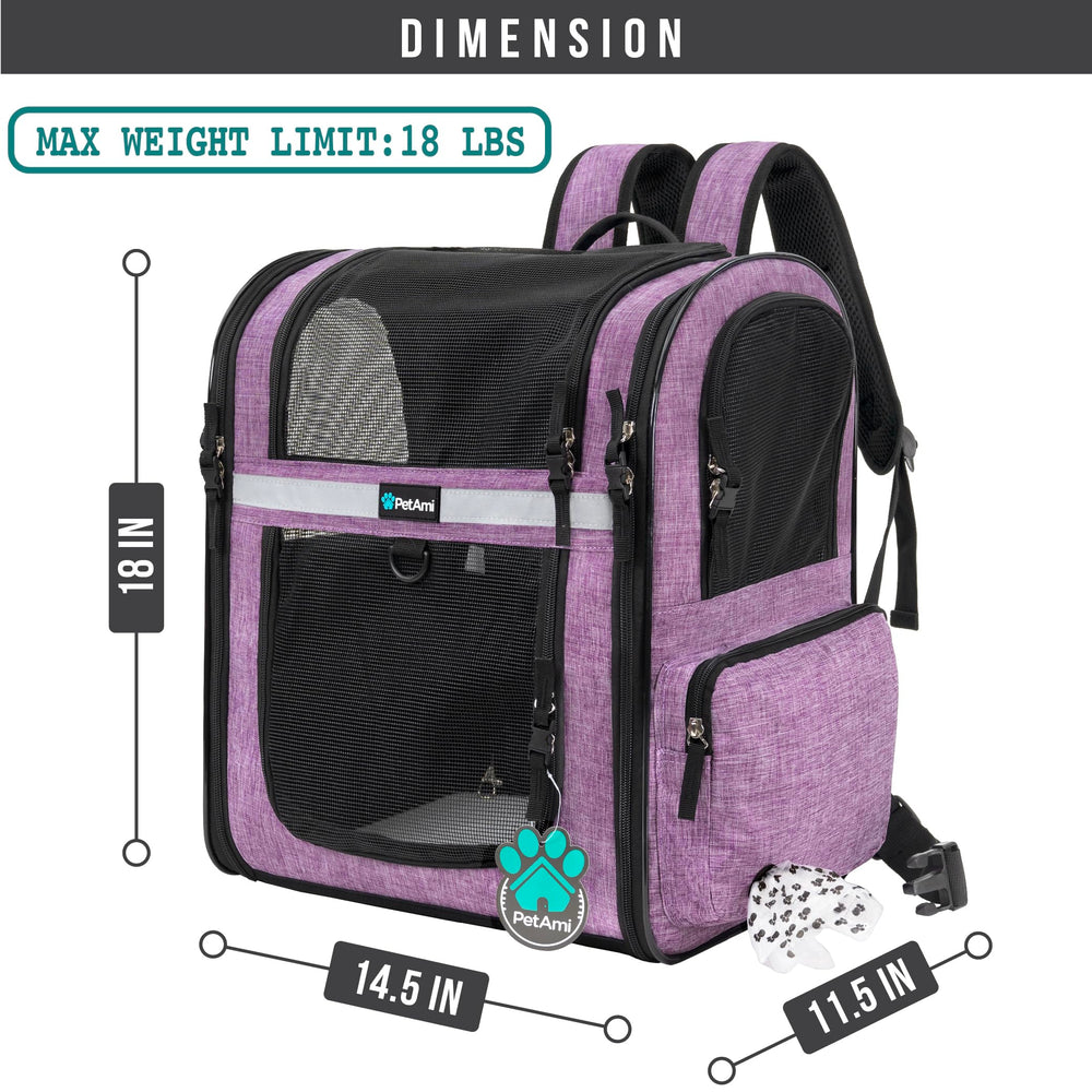PetAmi cat backpack carrier side-entry view for easy pet access