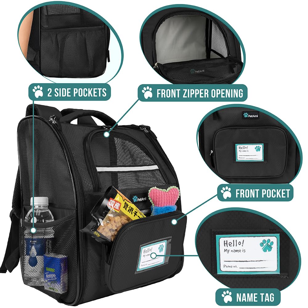 PetAmi dog backpack carrier airline-approved construction supports safe travel through airports.