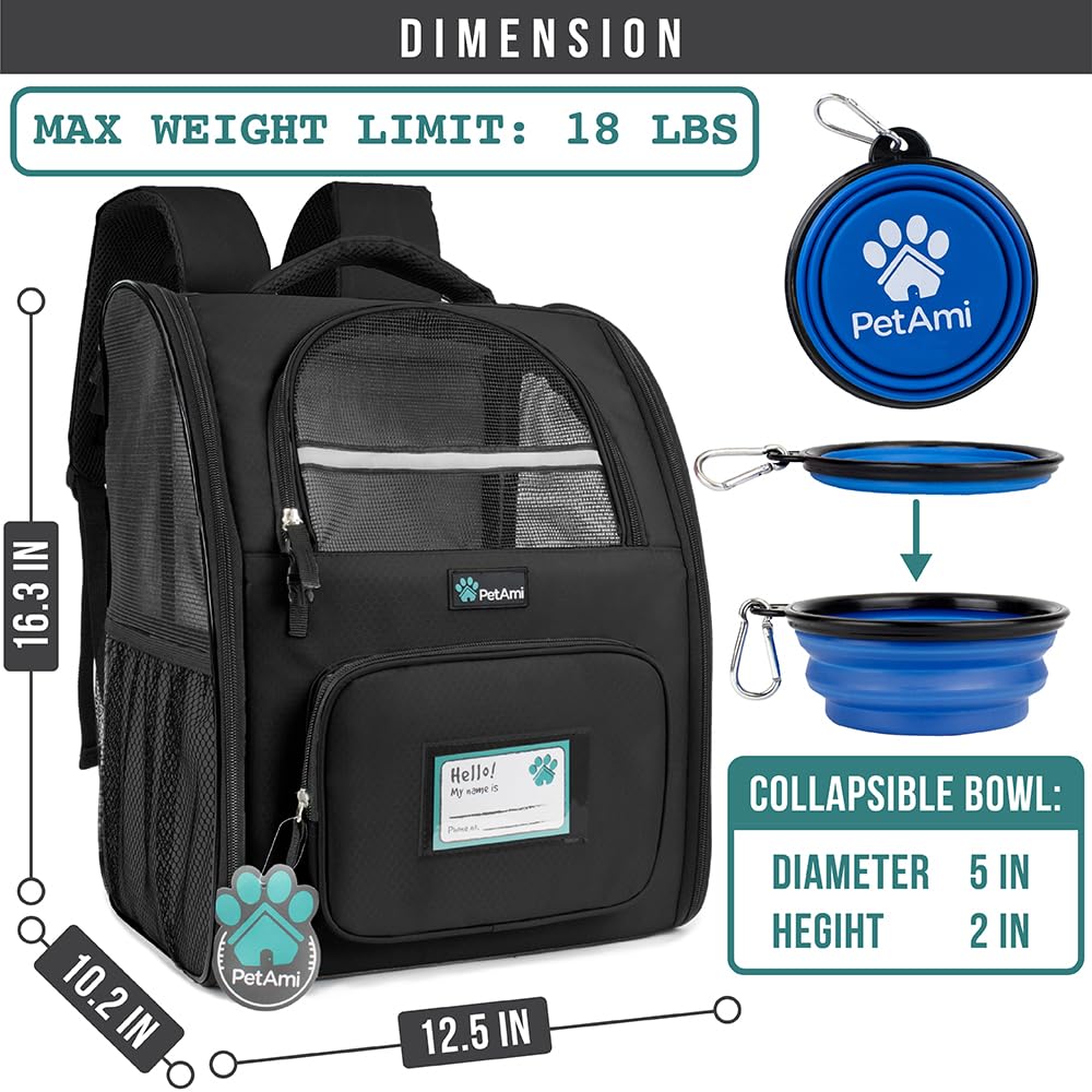 PetAmi dog backpack carrier ventilated design enhances airflow for pet comfort during adventures.