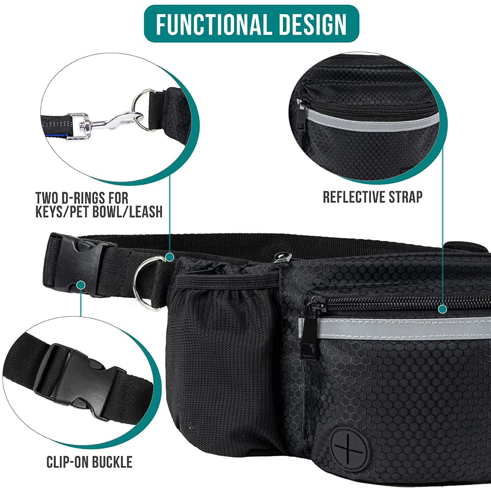 PetAmi dog fanny pack built-in poop bag dispenser keeps walks tidy