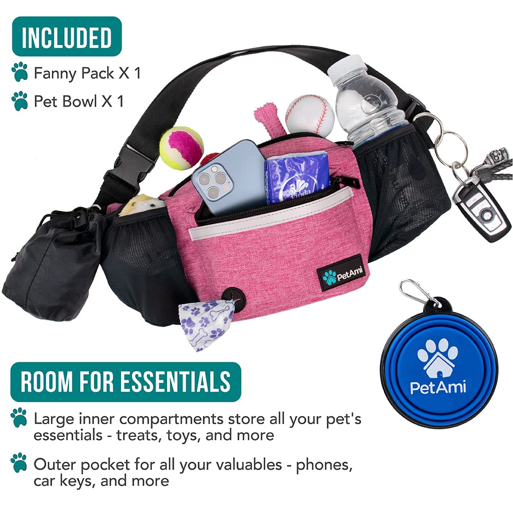 PetAmi Dog Fanny Pack collapsible bowl for on-the-go hydration.