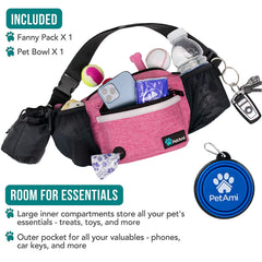 PetAmi Dog Fanny Pack collapsible bowl for on-the-go hydration.