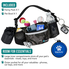 PetAmi Dog Fanny Pack collapsible bowl ready for on-the-go hydration