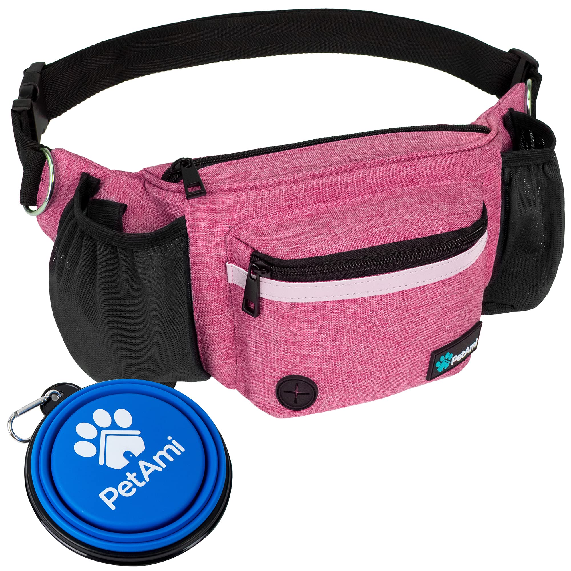 PetAmi Dog Fanny Pack front pocket for quick treat access during walks.