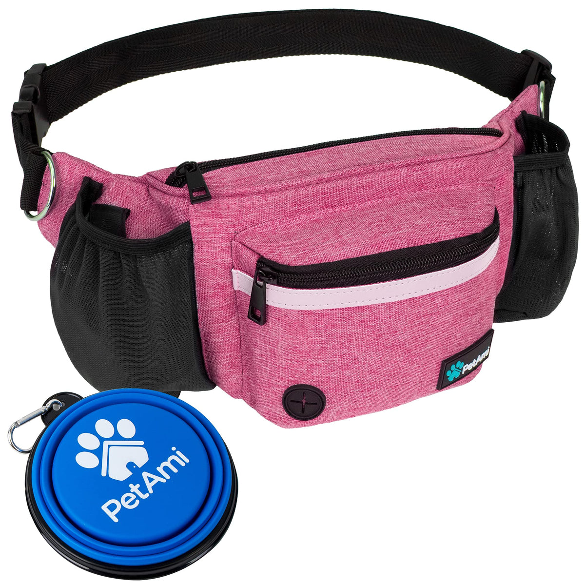 PetAmi Dog Fanny Pack front pocket for quick treat access during walks.
