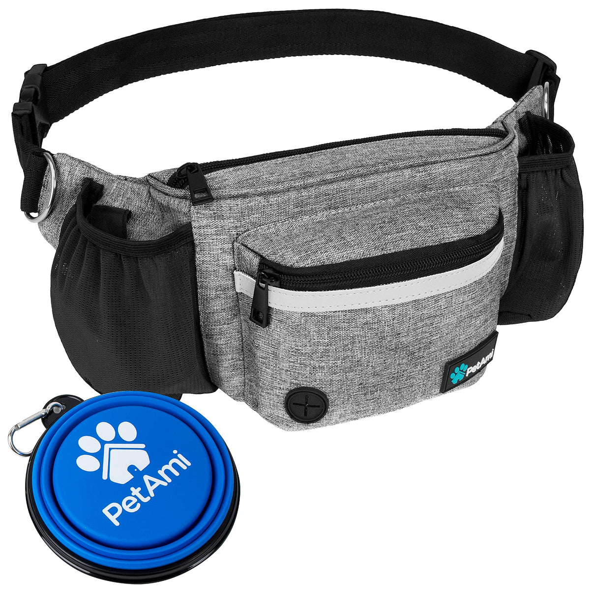 PetAmi dog fanny pack front view emphasizes hands-free walking convenience