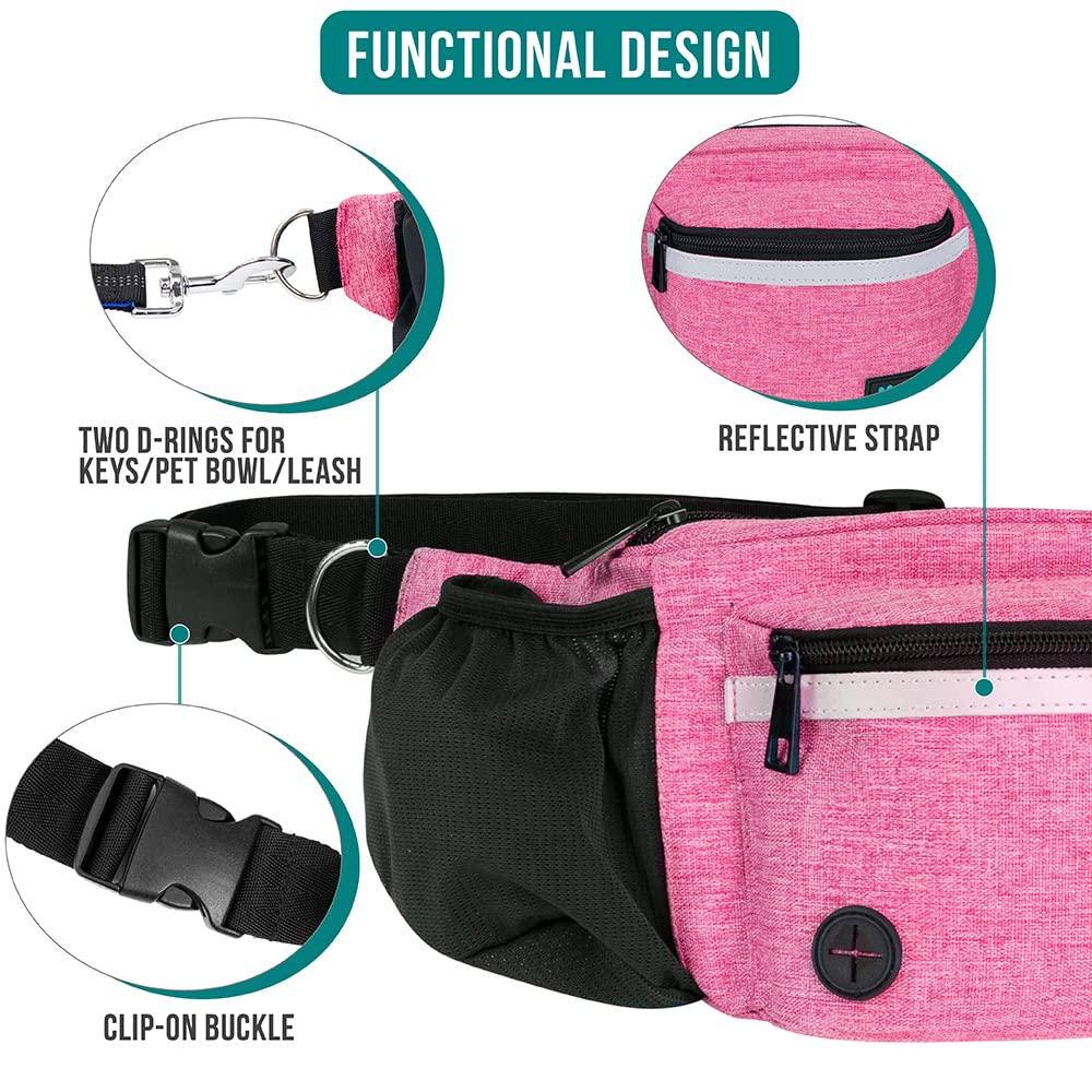 PetAmi Dog Fanny Pack built-in poop bag dispenser for tidy walks.