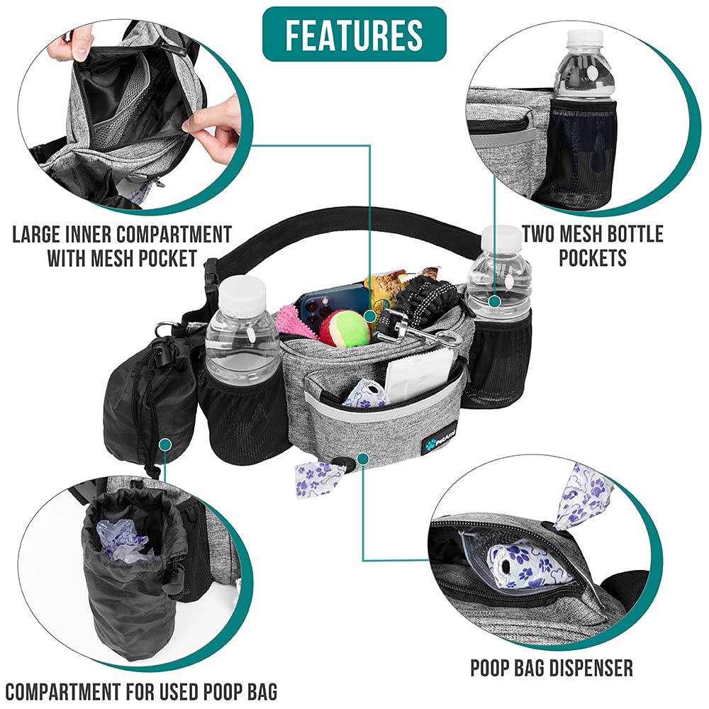 PetAmi fanny pack with built-in poop bag dispenser for quick cleanup