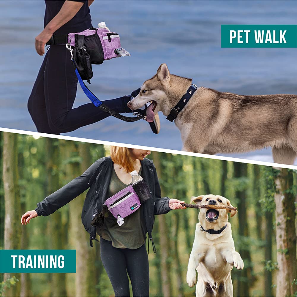 PetAmi dog fanny pack purple poop bag dispenser for organized cleanup