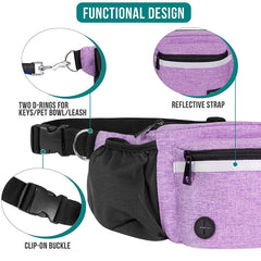 PetAmi dog fanny pack purple water bottle holder with hydration on the go