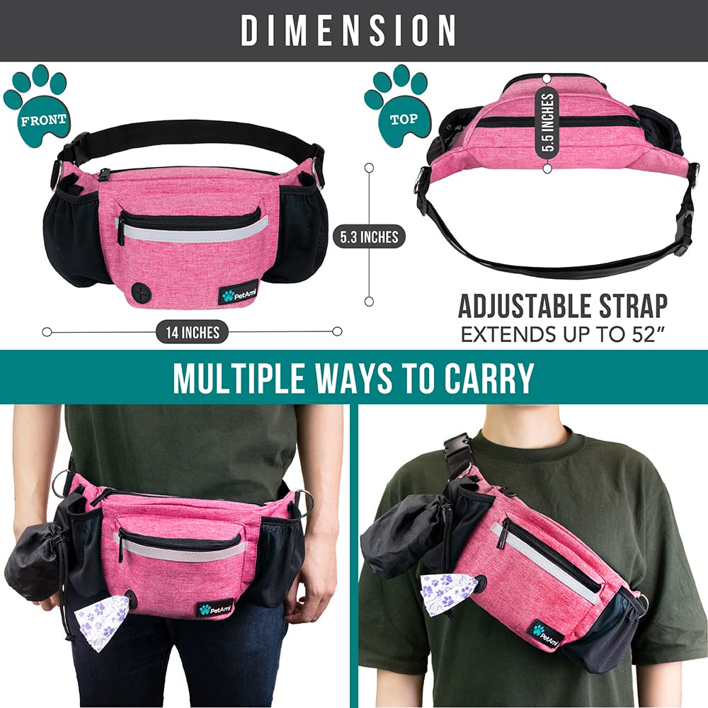 PetAmi Dog Fanny Pack reflective stitching improves visibility in low light.