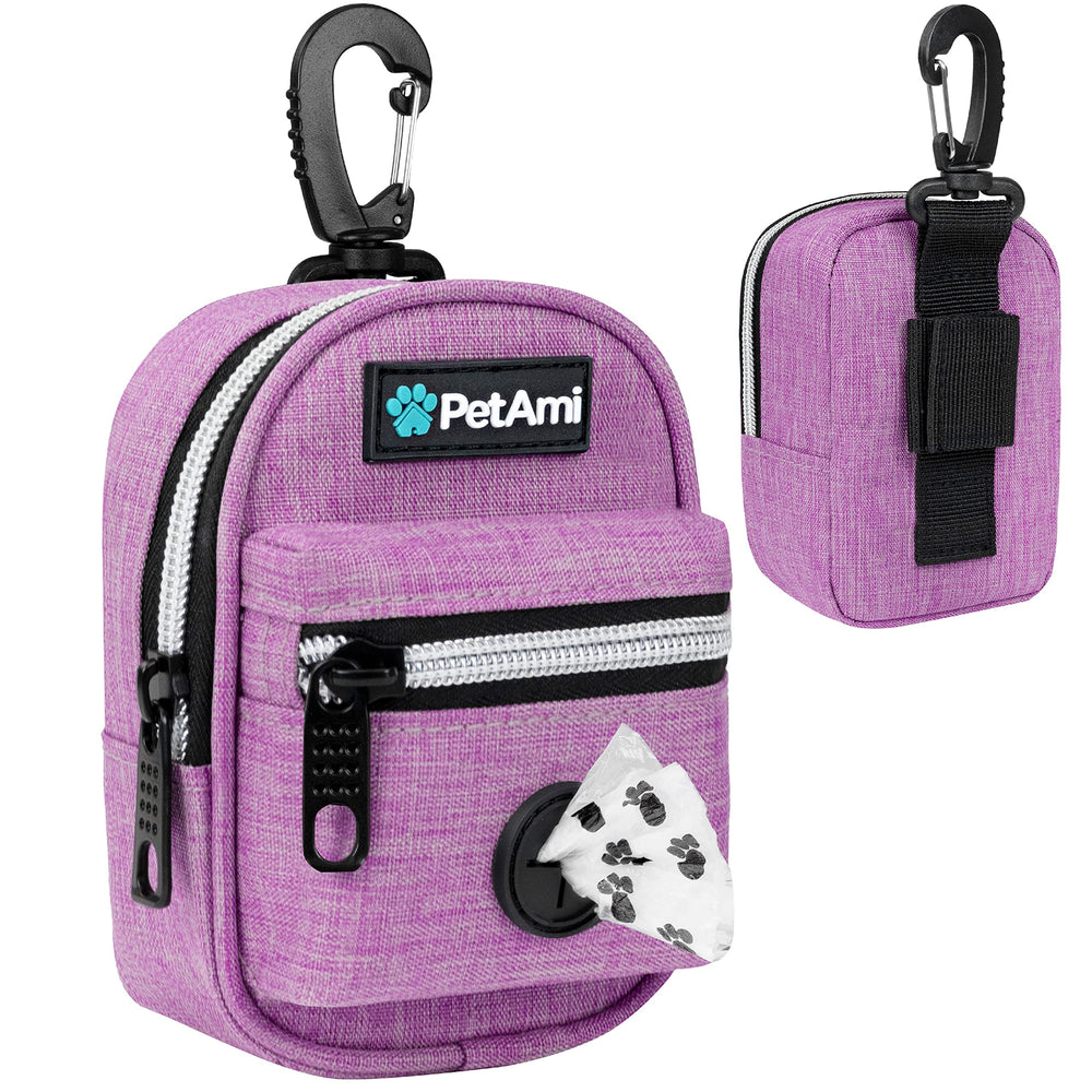 PetAmi poop bag holder clipped to leash for hands-free walks.