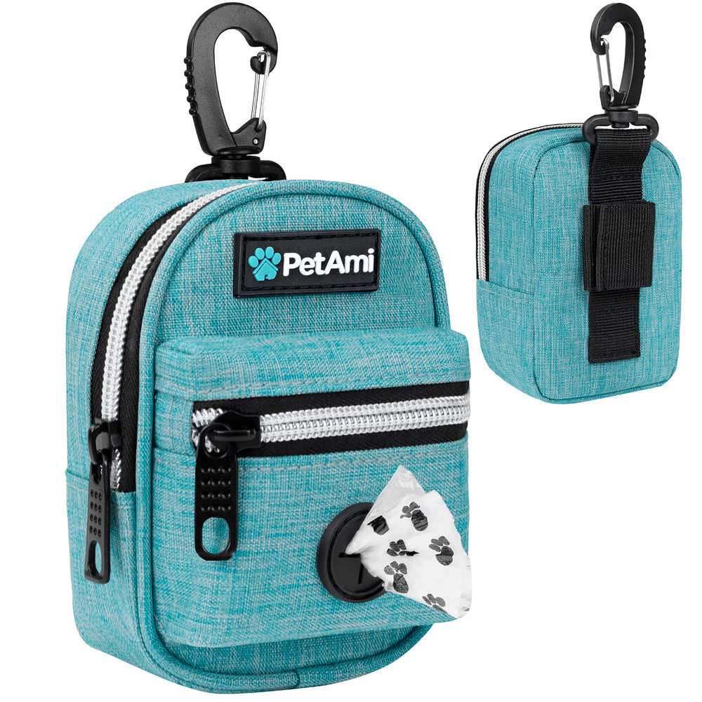 PetAmi dog poop bag holder clip attaches to a leash for hands-free cleanup.