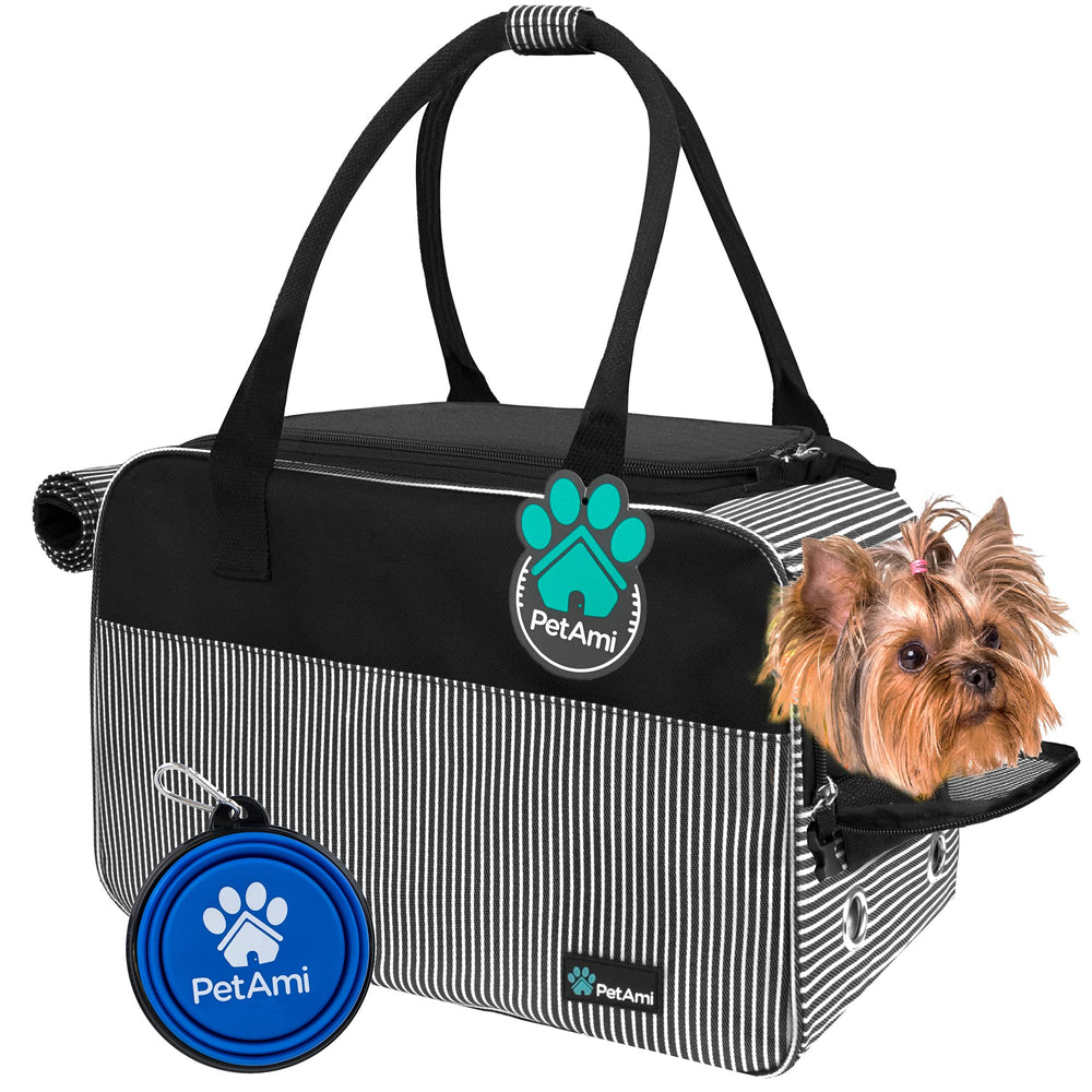 PetAmi dog purse carrier under-seat fits under most airplane seats for easy travel