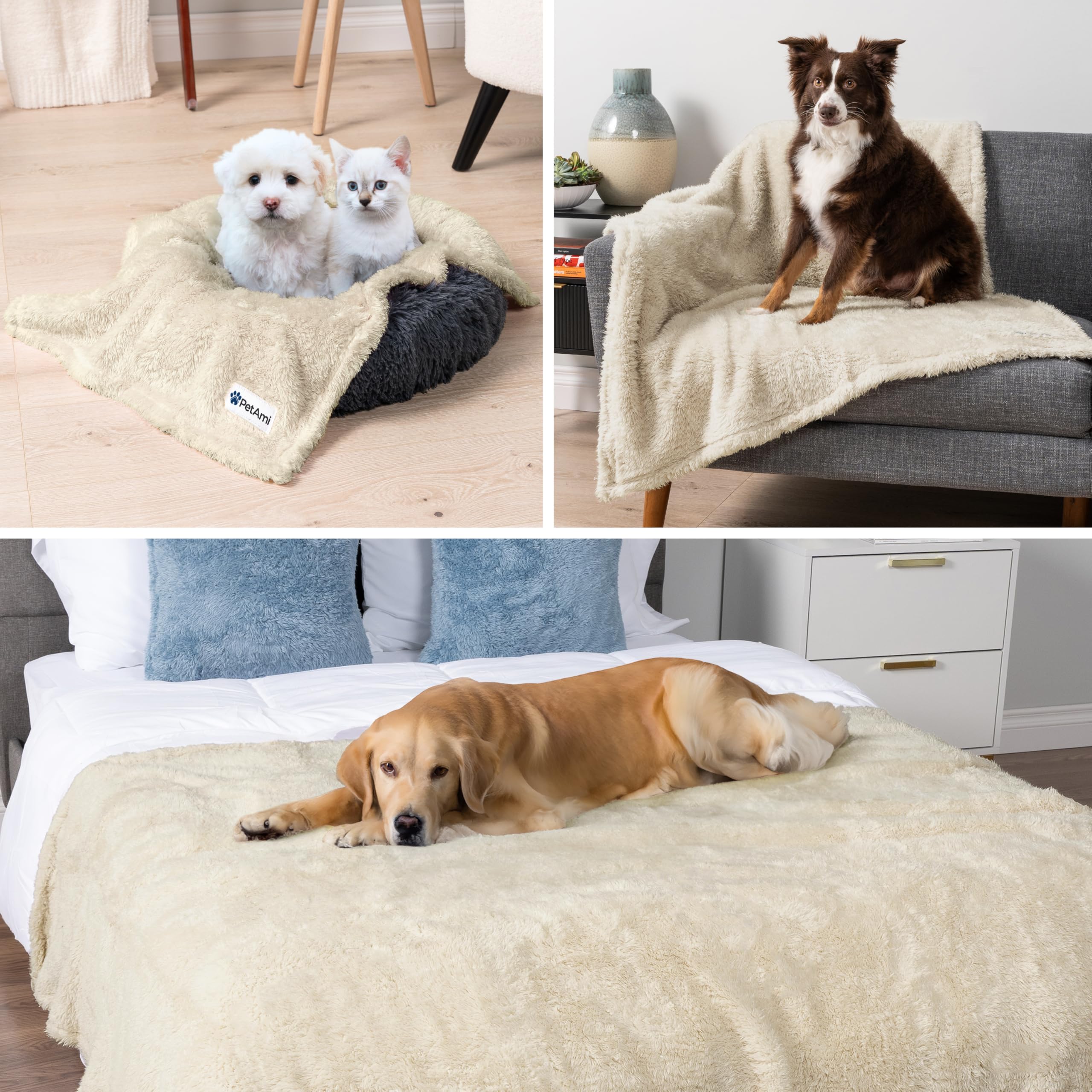 PetAmi Fluffy Waterproof Dog Blanket ready for machine washing and care