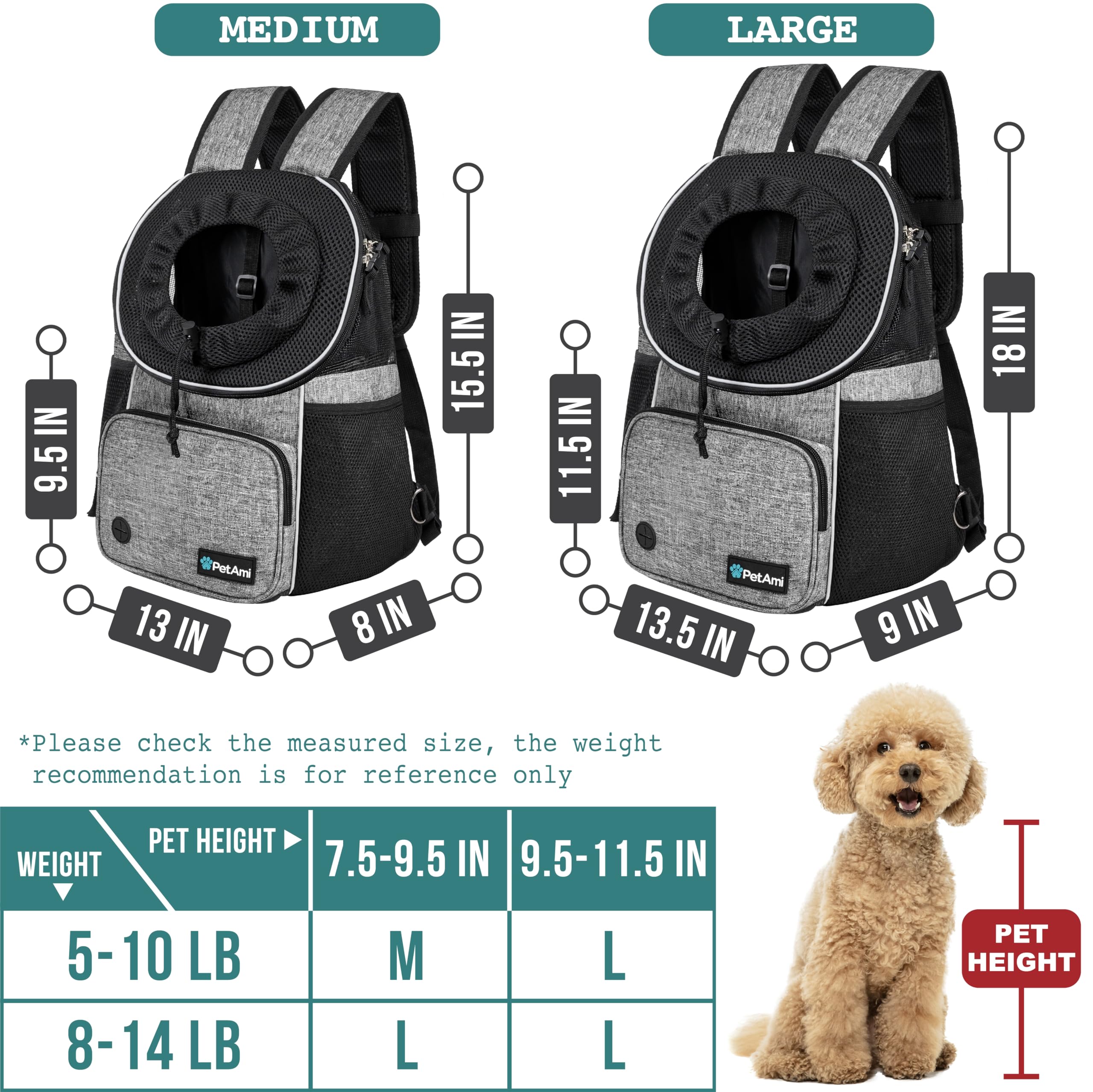 PetAmi front carrier interior safety strap keeps pet secure during outings